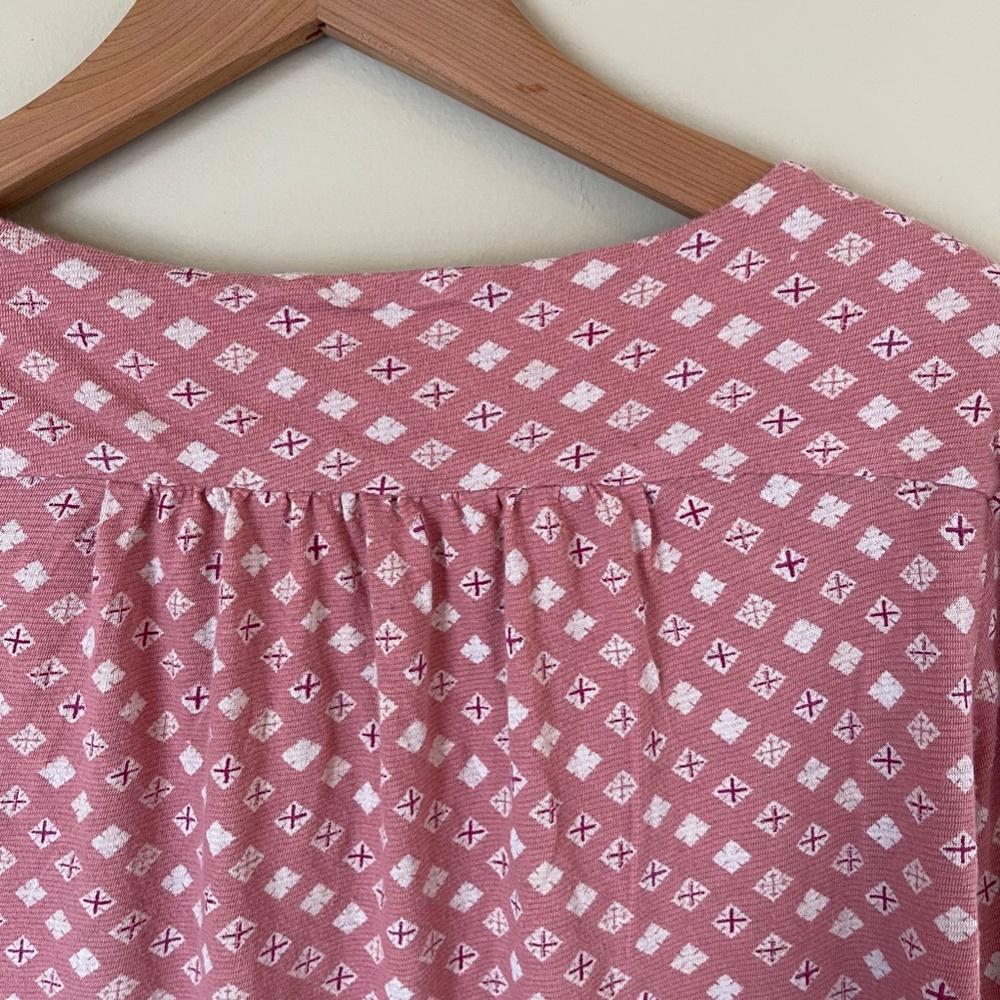 Lucky Brand dusty rose and blue peasant smock top, side medium - Picture 8 of 15